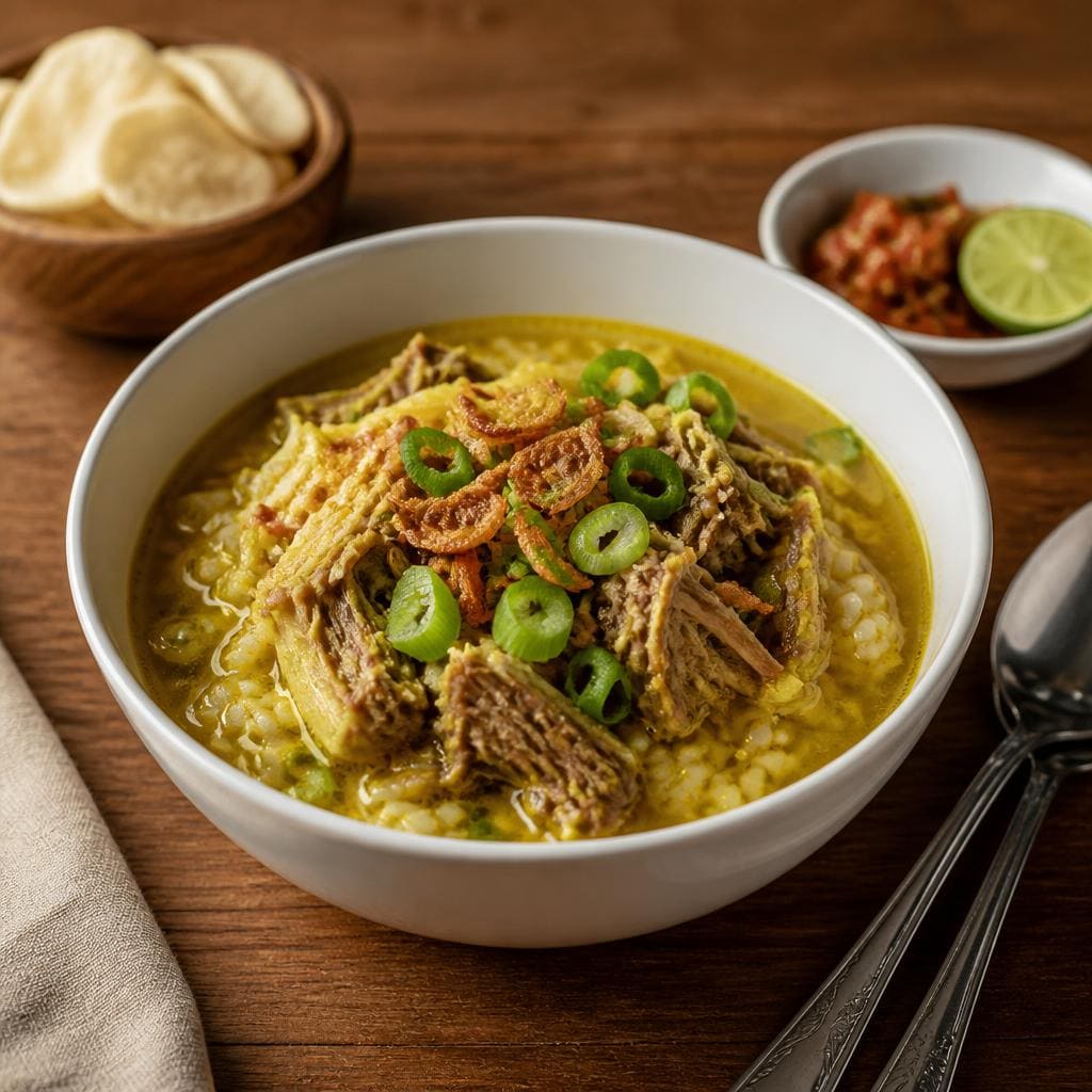 Nasi Soto Warkop 88 dengan kuah hangat dan isian gurih